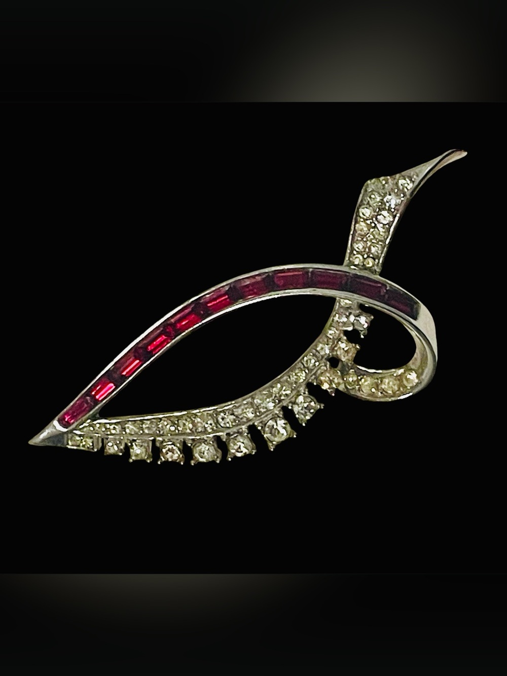 Marcel Boucher Brooch Vintage Red Crystal Rhinestones Signed Boucher 5511